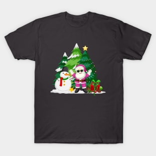 Retro Pink Santa Claus Vintage Xmas T-Shirt